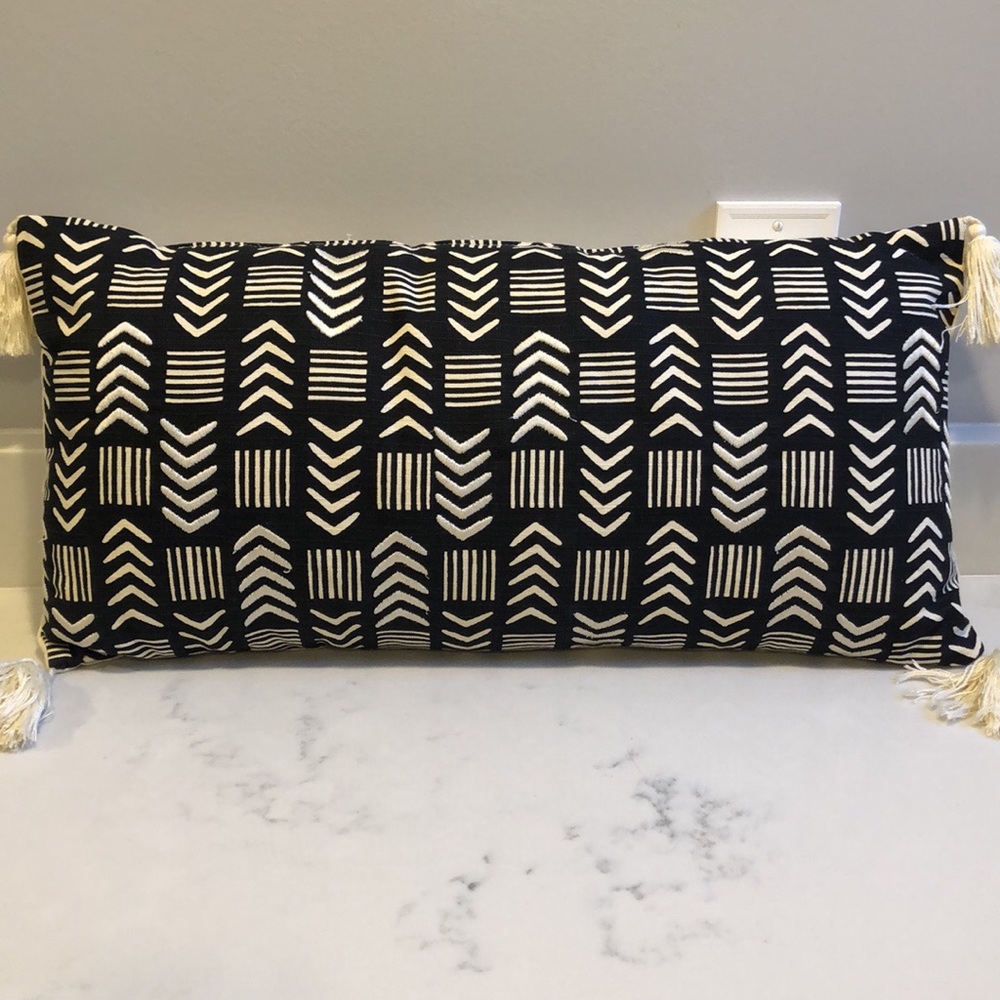 Embroidered lumbar pillow